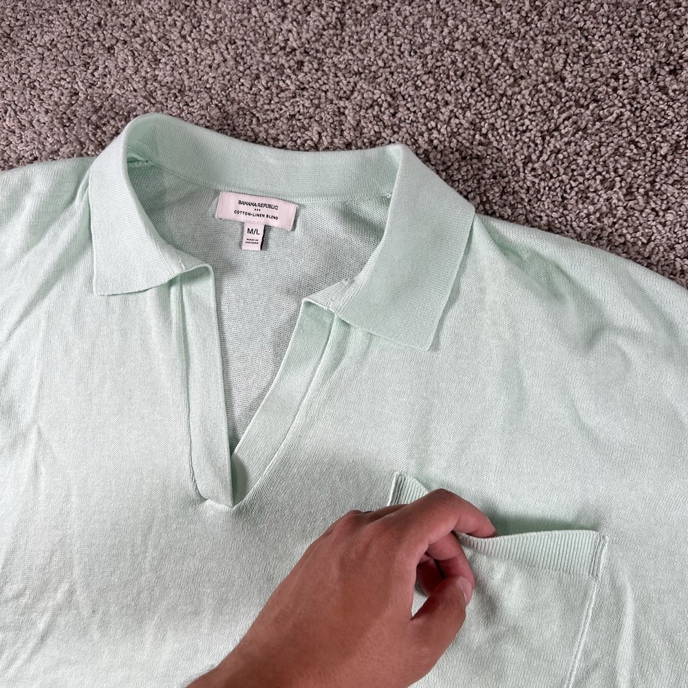 Banana Republic Mint Johnny-Collar Oversized Short Sleeveless Women's Medium /L - Picture 2 of 8